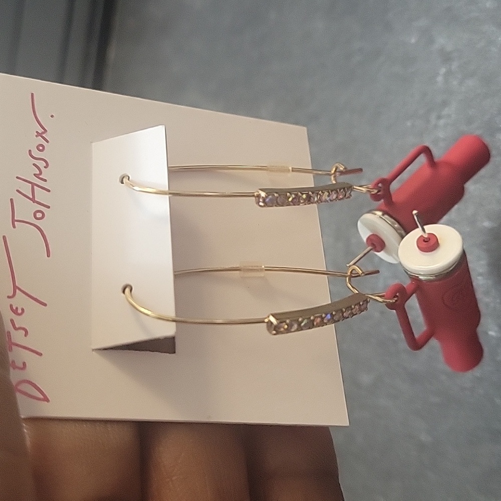 BETSEY JOHNSON TUMBLER CUP EARRINGS EMBELLISHED  CRYSTAL